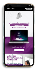 Arkİmza mobil uygulaması ana ekranı